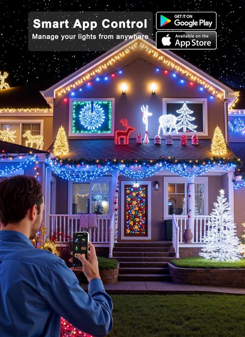 Minetom LED RGB String Lights - 82ft 250-LED Color Changing Fairy Lights with Remote & App Control
