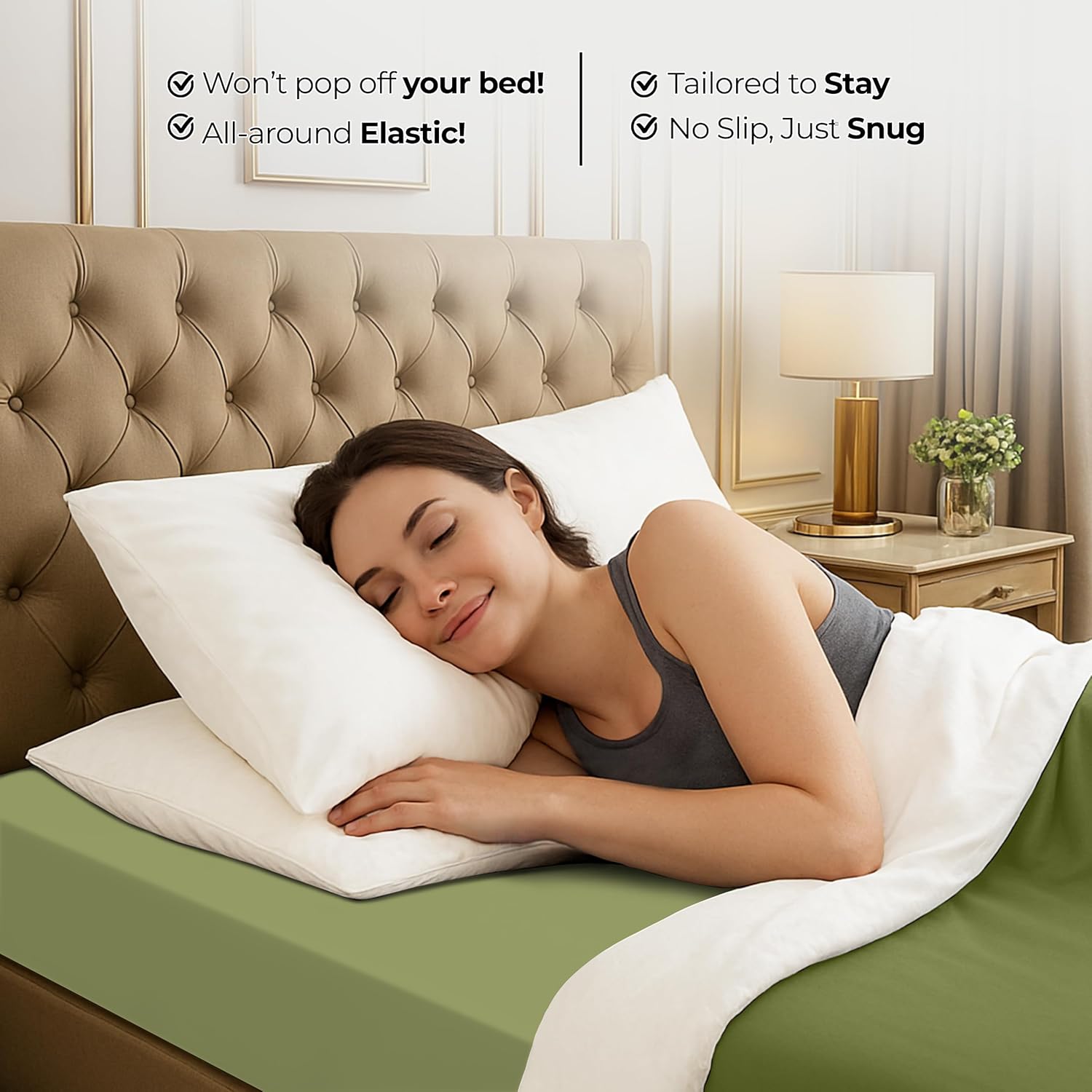 Utopia Bedding Queen Fitted Sheet - Soft Microfiber - Deep Pocket, Shrinkage & Fade Resistant | Olive Color