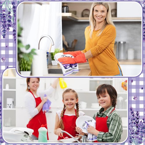 VitalCozy 6 Pcs Lavender Summer Kitchen Towel Set Funny Housewife Farmhouse Rustic Bath Hand Towel for Holiday Bathroom Gift, 24 x 16 Inches(Purple,Lavender)