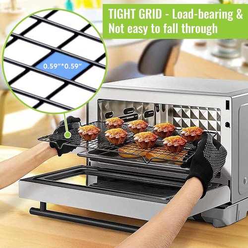 HULISEN Cooling Rack 2 Pack - Nonstick Baking Racks with Handles | 16" x 10" for Cookies & Grilling