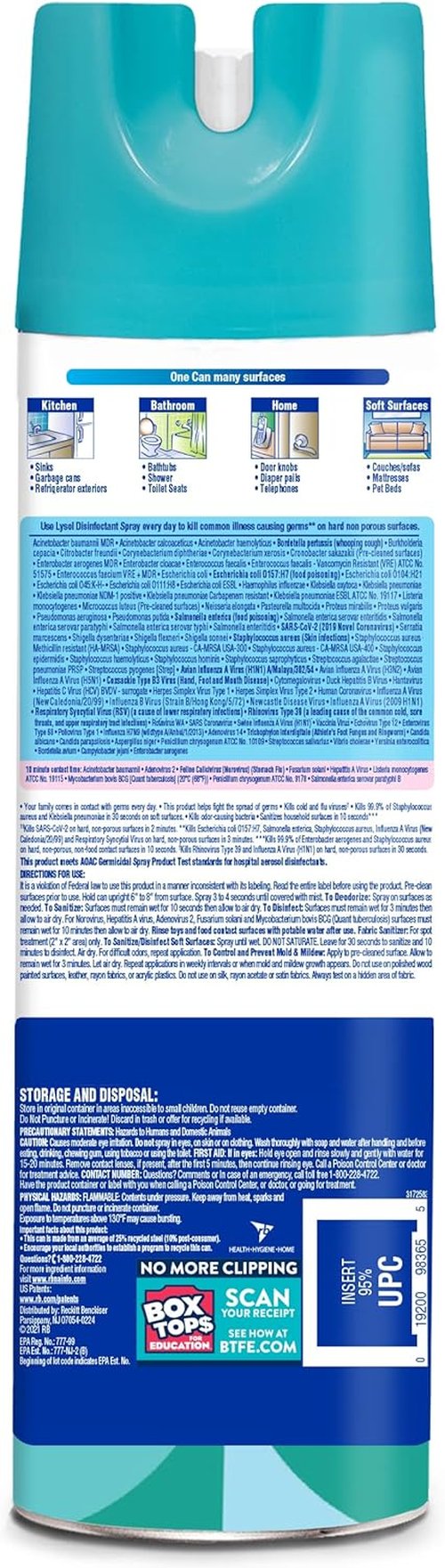 LYSOL Disinfectant Spray - Coconut Water & Sea Minerals, 19 Oz | Pack of 5 for Effective Germ Protection