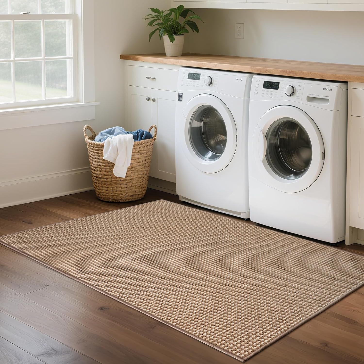 YDKGL Area Rug - Non-Slip Washable Boho Runner for Entryway | 3x5 ft Brown Carpet for Indoor Use