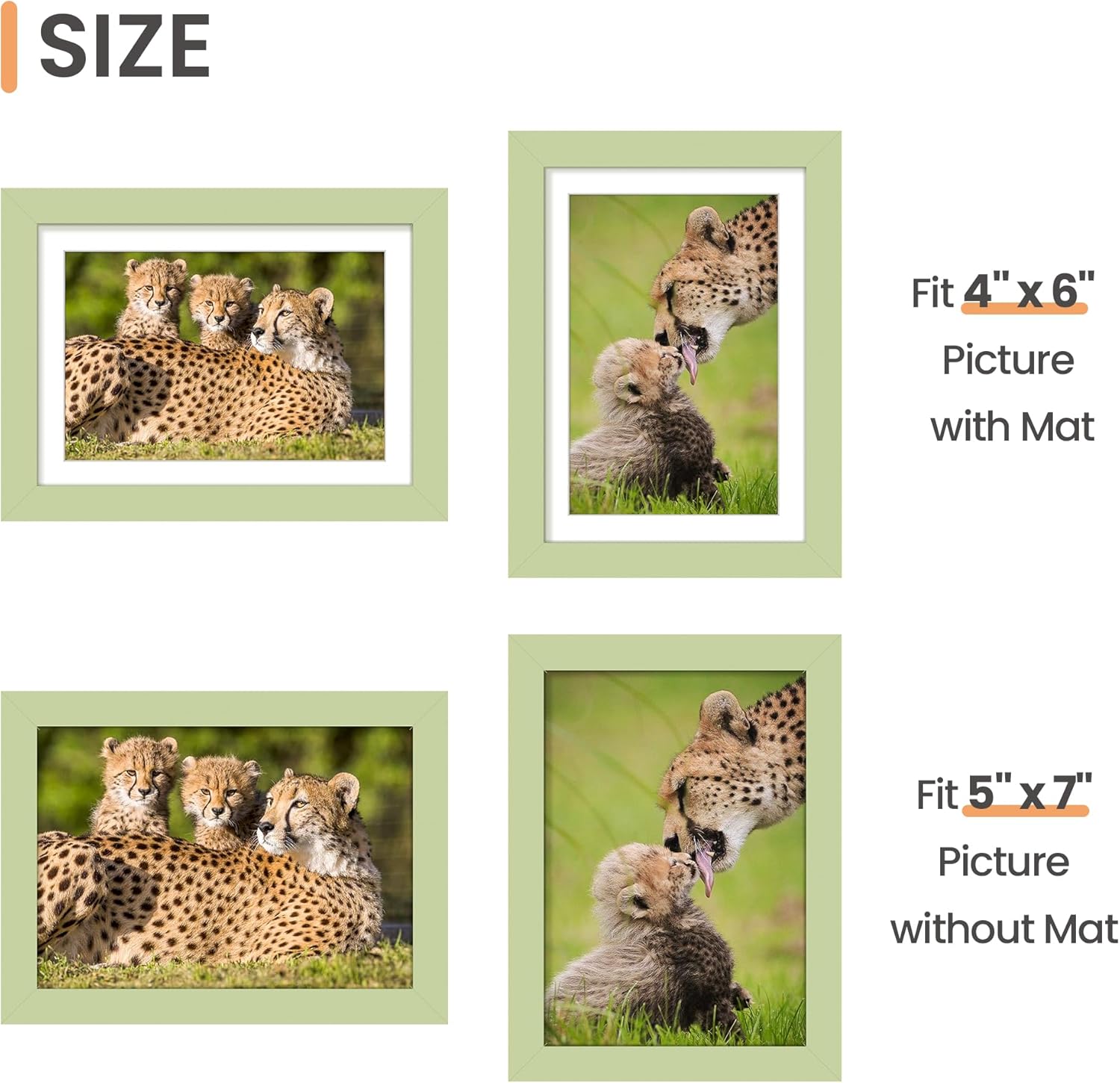 Upsimples 5x7 Picture Frame - Versatile Display for 4x6 Photos with Mat or 5x7 Without | Green, 1 Pack