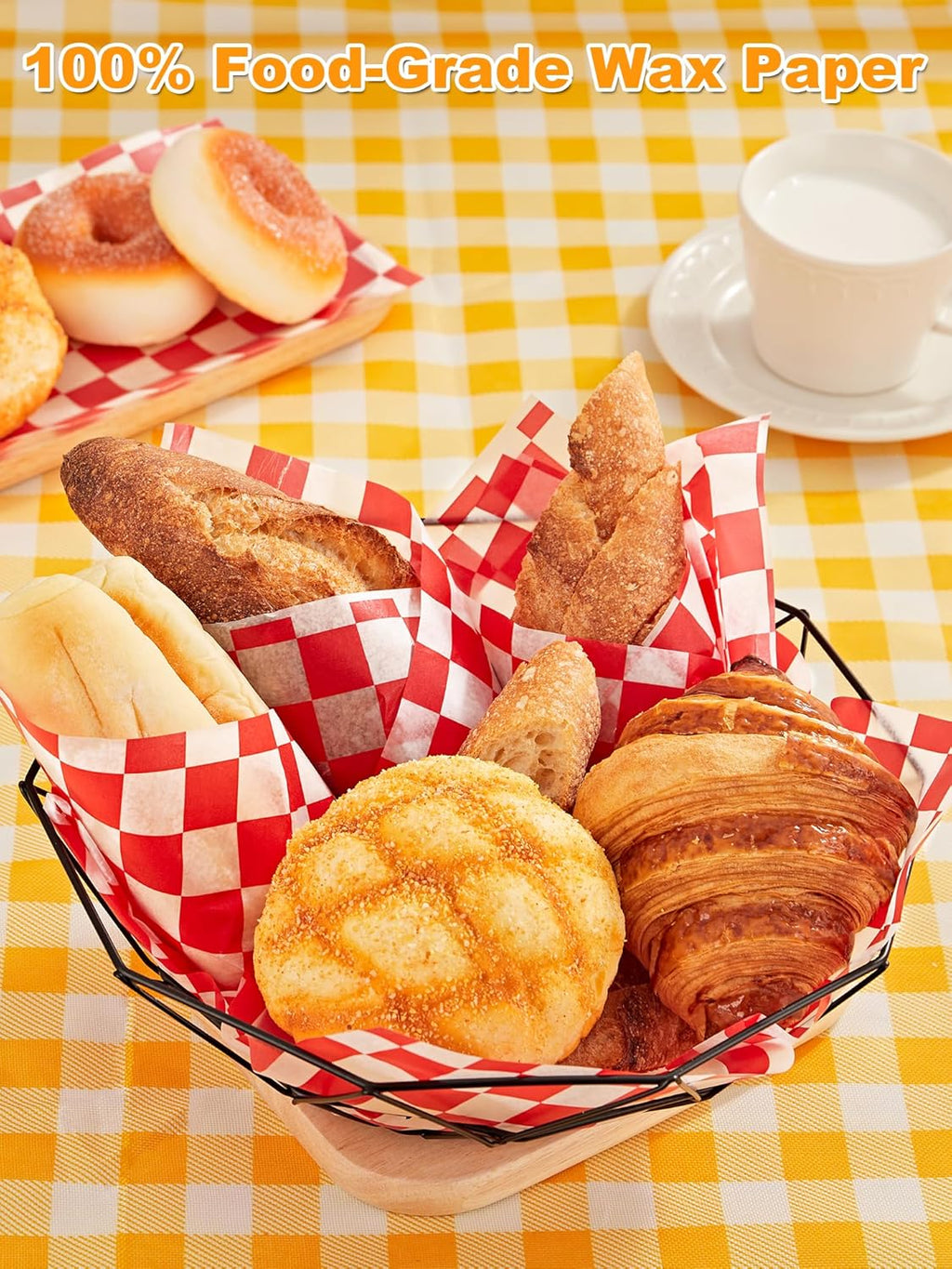 SMARTAKE 12 x 12 Inches Non-Stick Wax Paper - 250 Pcs Red Plaid Hamburger Patty & Sandwich Separators