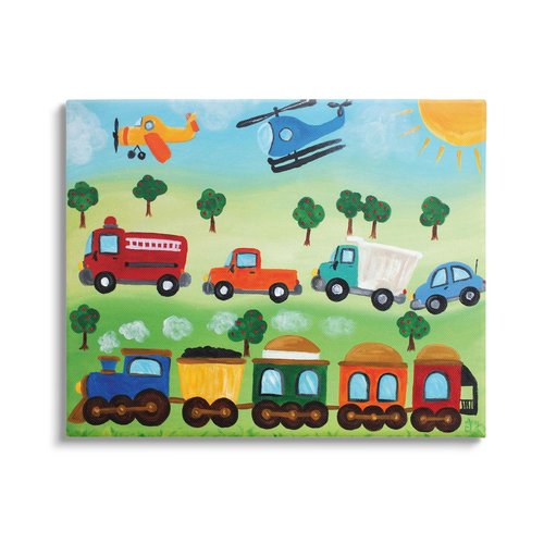 Stupell Industries The Kids Room by Stupell Planes, Trains, and Automobiles, Designed By nJoyArt, 20 x 16, Canvas Wall Art