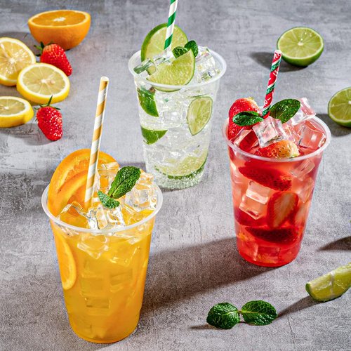 FOCUSLINE 16 oz Clear Plastic Cups - 300 Pack Disposable Drinking Cups for Water, Juice & More