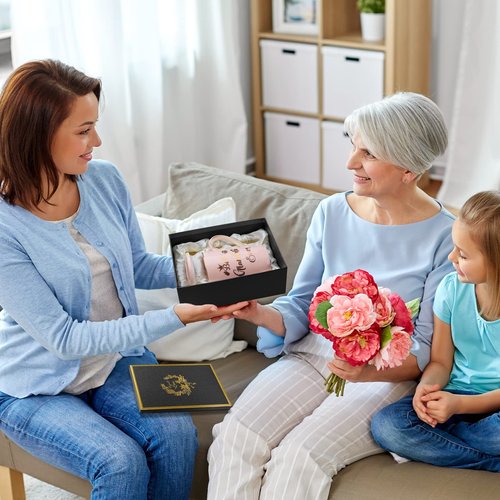 Gifts for Grandma - Best Grandma Ever Mug, Unique Christmas Birthday Gifts for New Grandmas from Granddaughter Grandson - 14Oz Pink Marble Ceramic Coffee Mugs Print with Gold - Lid Spoon Card, Box