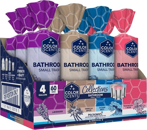 Color Scents 4 Gallon Garbage Bags - Scented Small Trash Bags for Bathroom & Bedroom | 720 Count | Made in USA