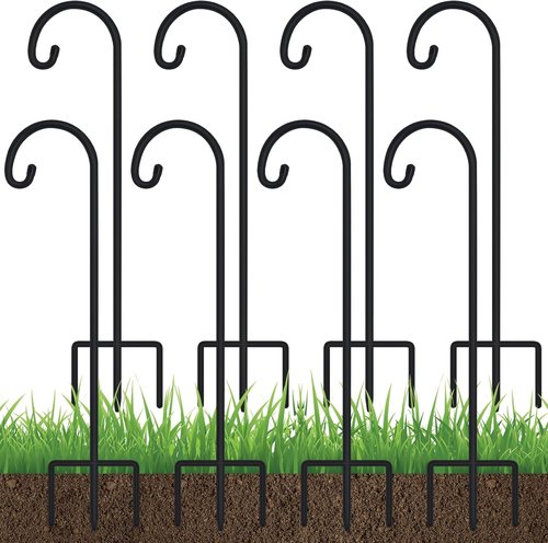 Feed Garden Adjustable 32-Inch Shepherd Hooks - Rust Resistant Steel for Outdoor Lanterns & Bird Feeders | 8 Pack
