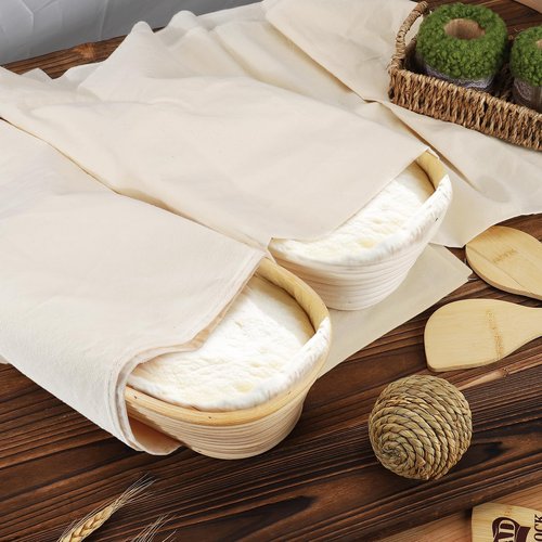 3pcs 100% cotton Tea Towels for Baking Sourdough - 28" Unbleached Bread Basket Flour Sack Towels, Proofing Cover Cloth for Dough Raising Baguettes Loaves Ciabatta, Bread Making Accessories Bakers Gift