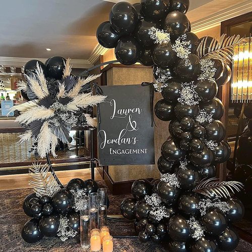 Labeol Halloween Balloons - 151PCS Black Latex Balloon Garland Kit | 18/12/10/5 Inch Sizes for Parties