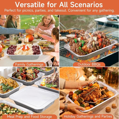 Lideropa Half Size Aluminum Pans 9x13-20 Pack Aluminum Foil Pans, Heavy Duty Disposable Pans for Cooking, Baking, Meal Prep, Parties & Food Storage
