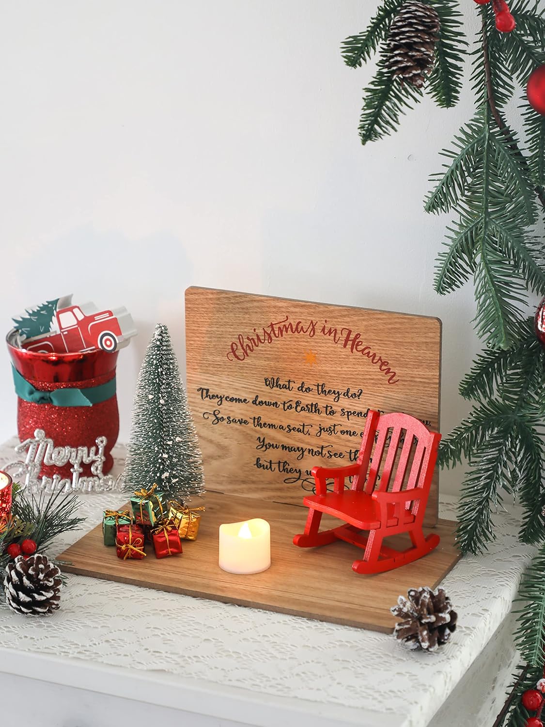 Regine Switzerland Christmas Memorial Candle Holders - Rocking Chair Ornament for Loved Ones