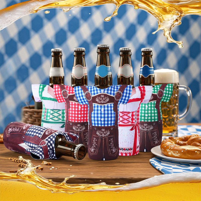 LemonRoad 8 Pcs Oktoberfest Decorations Beer Bottle Insulator Sleeves Beer Bottle Cooler Bavarian Party Decorations & Coolers Keeps Cold and Hands Warm Gift for Couples and Oktoberfest Lovers