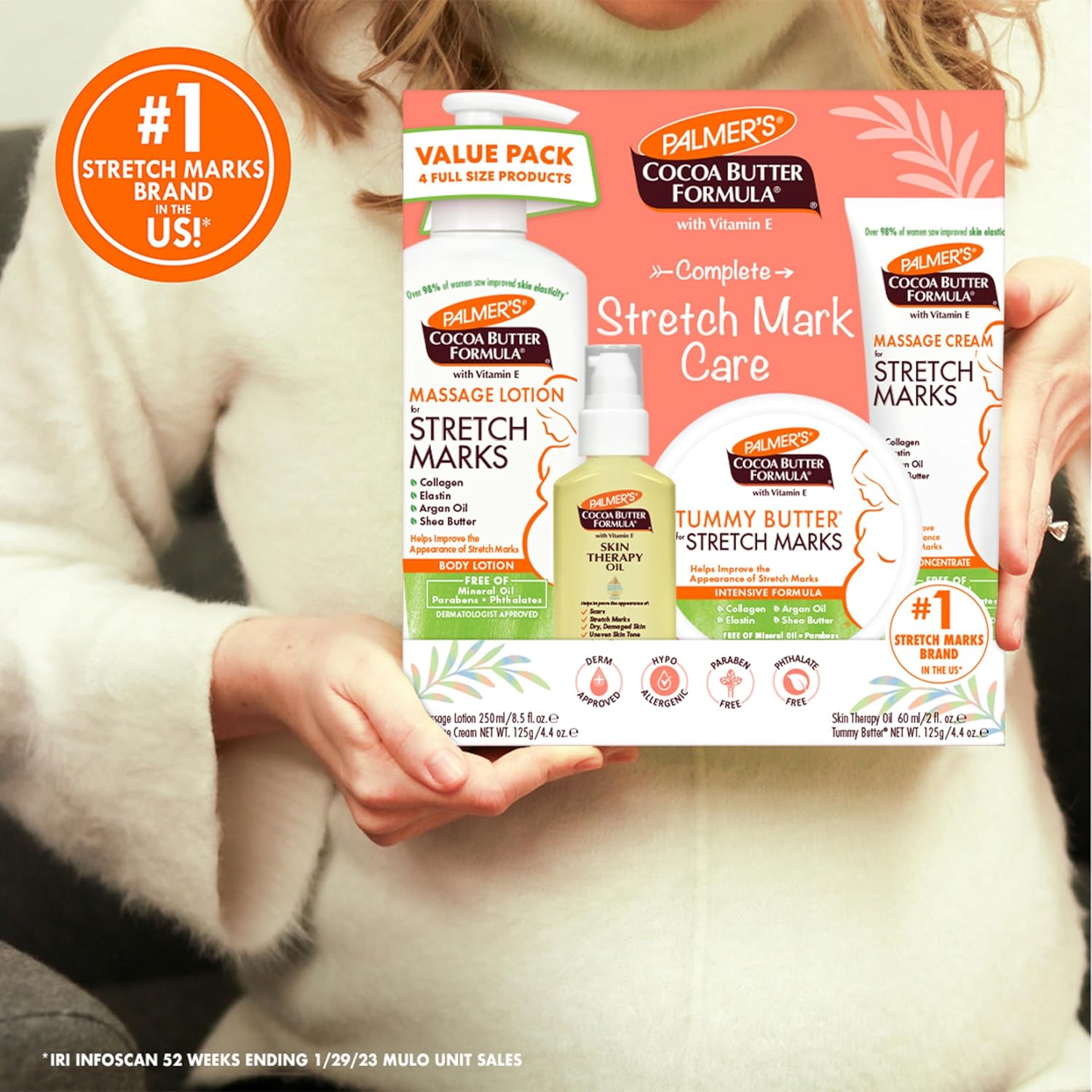 Palmer's Cocoa Butter Formula Pregnancy Skin Care Kit - Dermatologist Approved, 4-Piece Set for Stretch Marks and Scars
