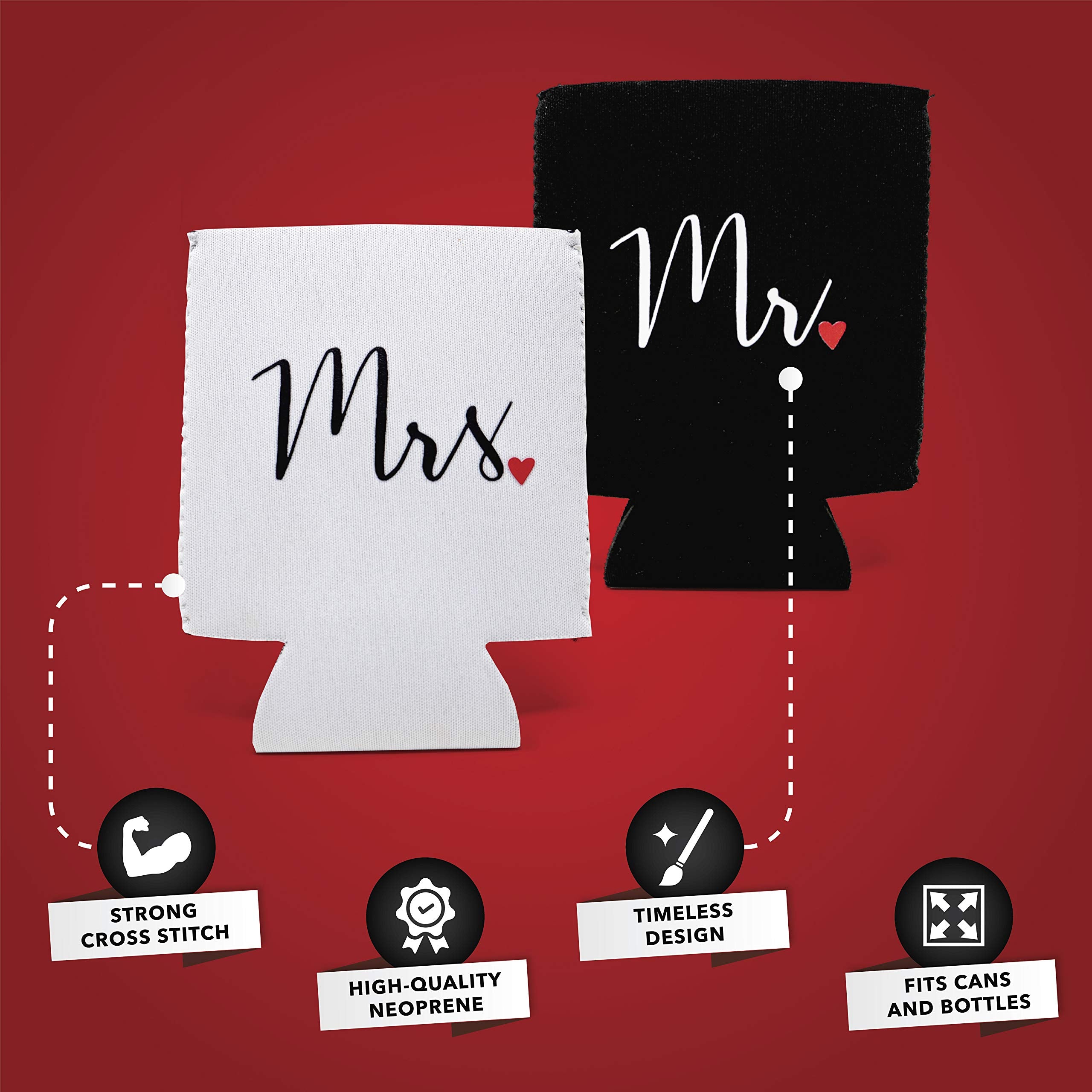 Prazoli Wedding Can Coolers Mr and Mrs Gifts - Just Married Decorations, Wedding Day & Honeymoon Essentials, Presents For Newlywed Gifts for Couples, Wedding Gifts for Bride to Be and Groom