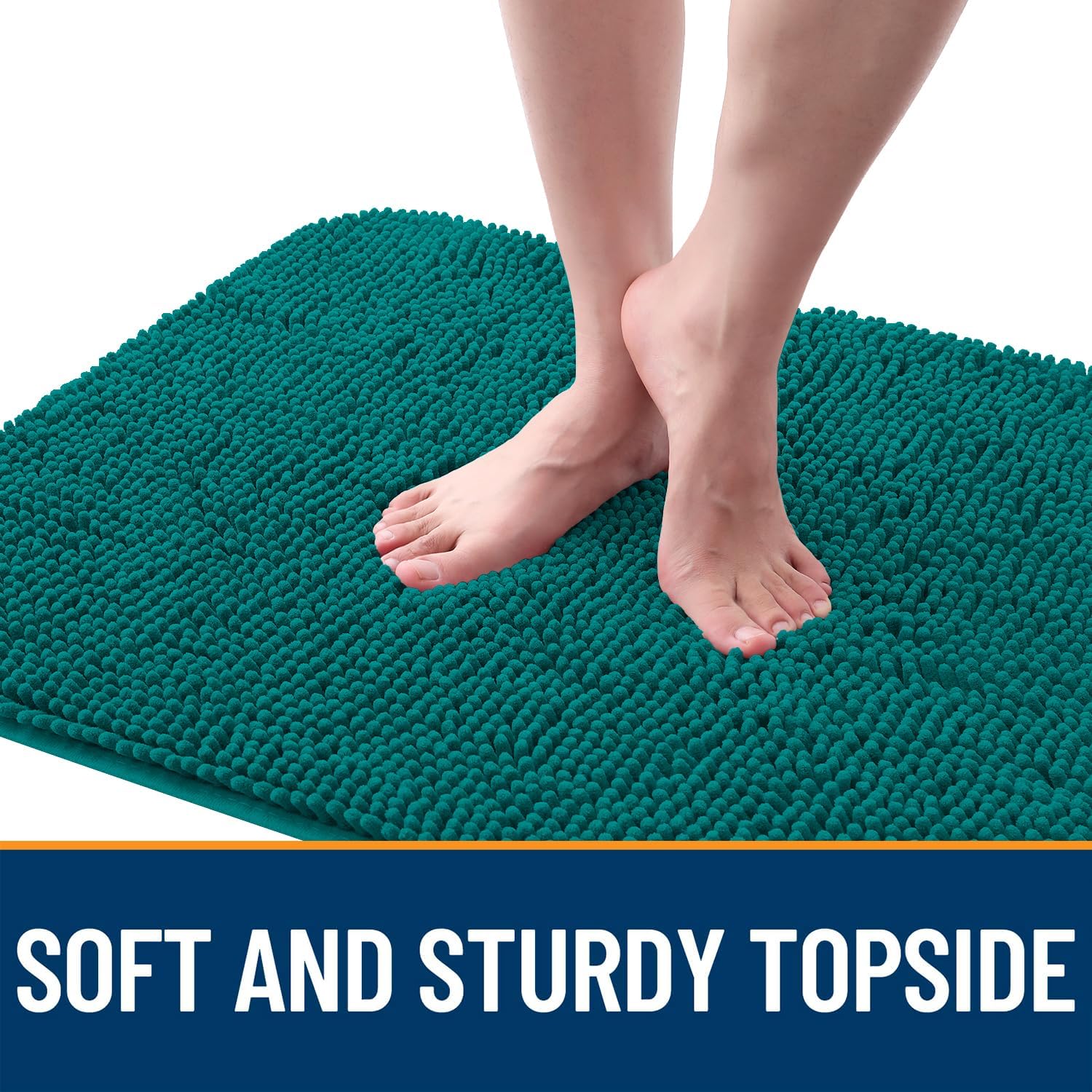 OLANLY Dog Door Mat - Absorbent Non-Slip Chenille for Muddy Paws | 59x20 Inches, Quick Dry, Lake Blue