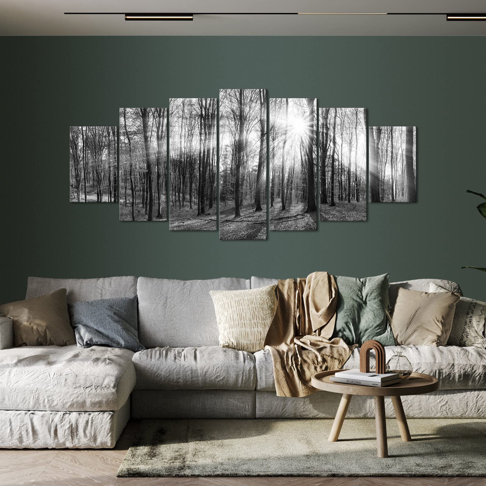 LevvArts Huge Canvas Wall Art Black and White Tree Forest Picture Art Prints Sunrise Nature Landscape Painting Contemporary Artwork for Bedroom Living Room Office Decor Framed