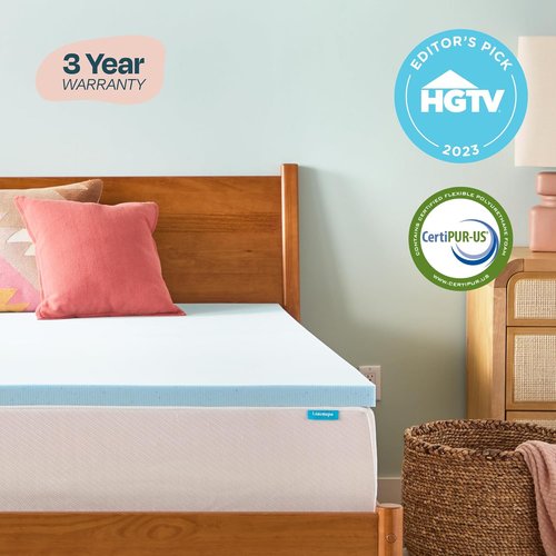 Linenspa Memory Foam Mattress Topper - 2 Inch Gel-Infused Twin Size - Plush, Cooling & Pressure Relieving