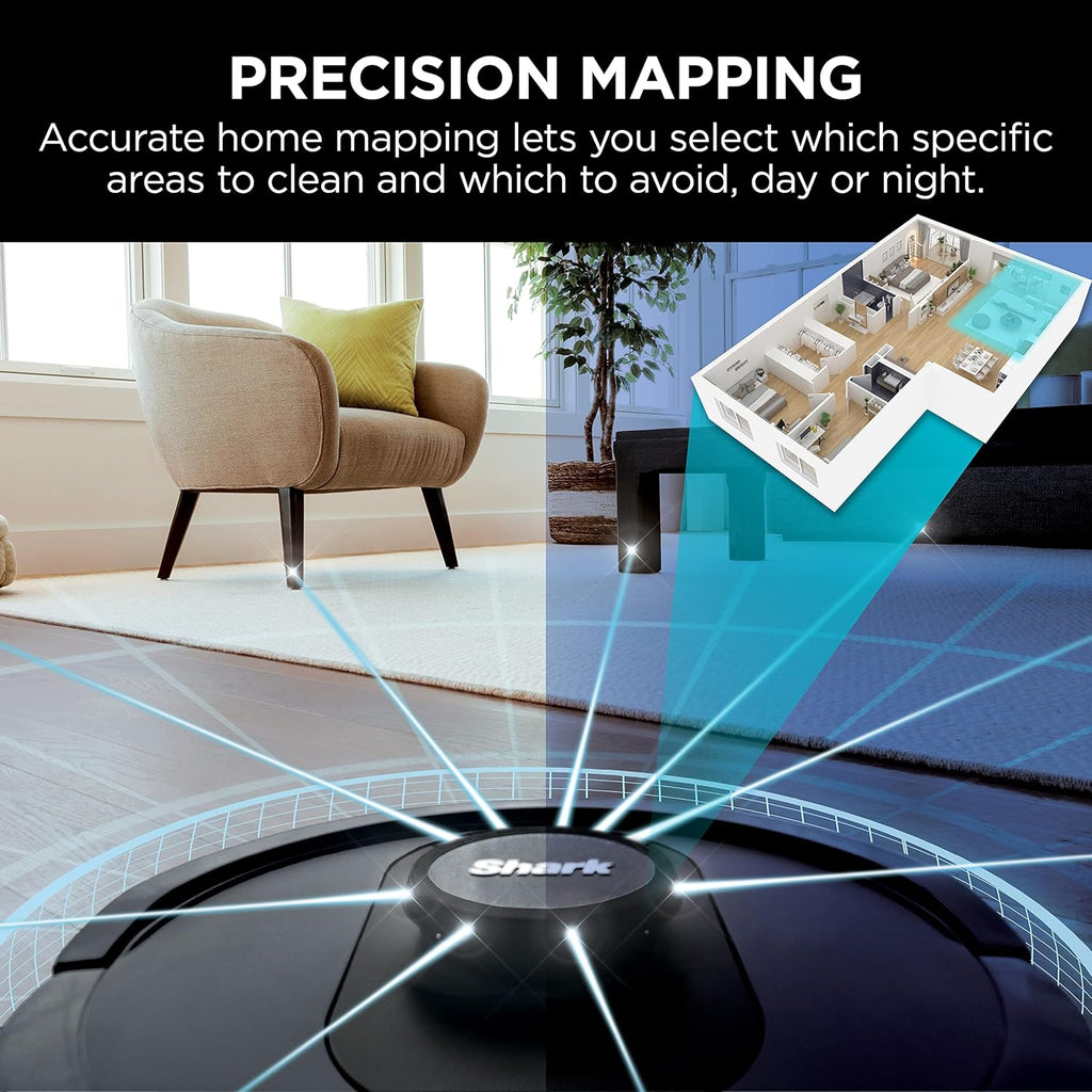 Shark R-AV2501S AI Robot Vacuum - HEPA Self-Empty Base, Bagless, 30-Day Capacity, Black | Certified Refurbished