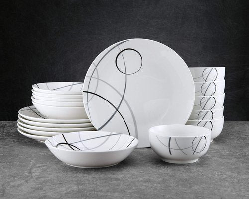 Studio Nova Porcelain 18-Piece Dinnerware Set, Service For 6, Circles