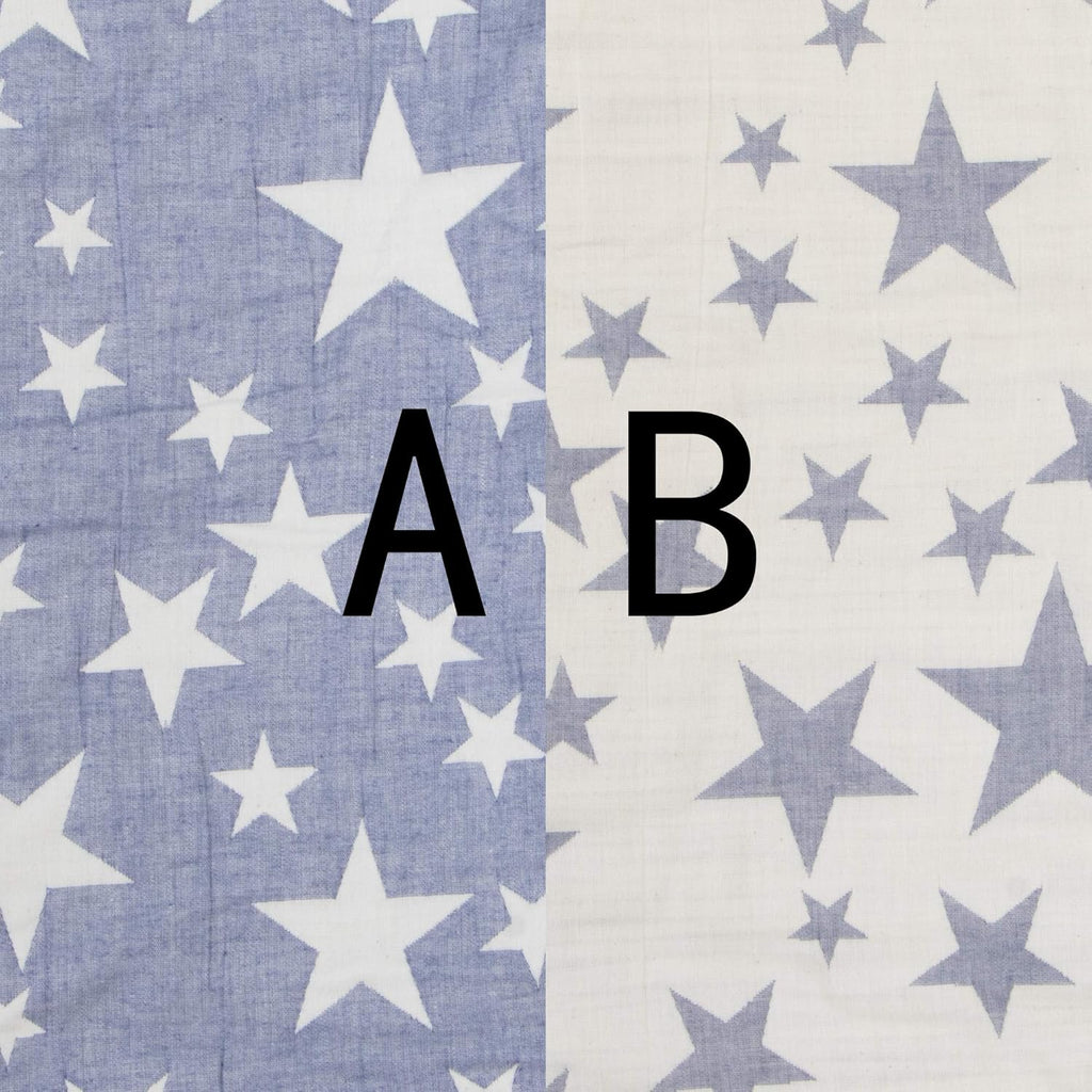 NTBAY Oversized Muslin Cotton Toddler Blanket - Super Soft Reversible Nursery Blanket, 45x60 Inches, Blue/White Star