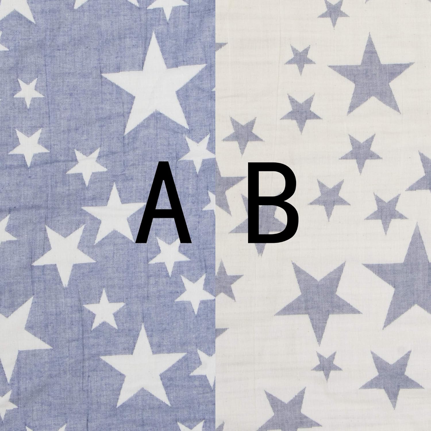 NTBAY Oversized Muslin Cotton Toddler Blanket - Super Soft Reversible Nursery Blanket, 45x60 Inches, Blue/White Star