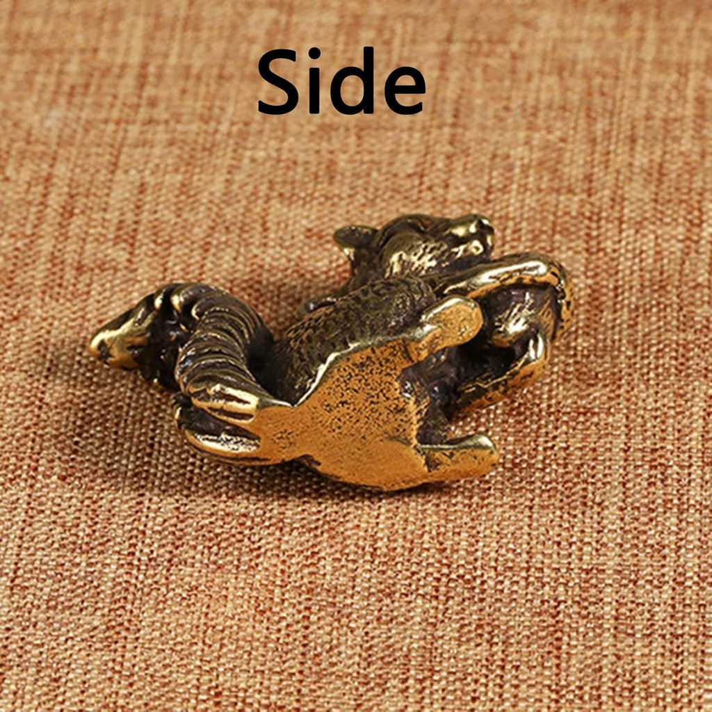 Skiennix Brass Squirrel Figurines - Antique Bronze Desk Decor | 2pcs Small Incense Holders (1.6x1.2x0.6in)