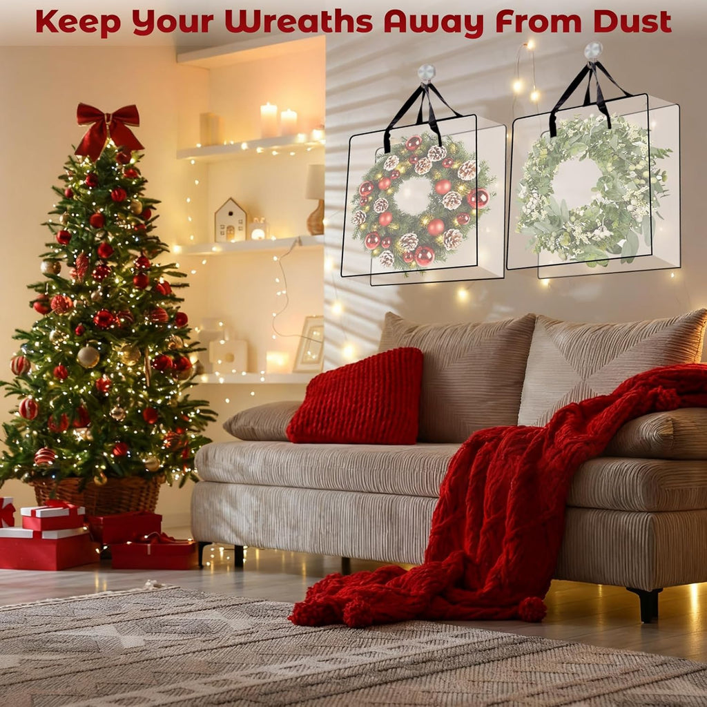 Regine Switzerland Wreath Storage Bag - 26 Inch Clear Container for Christmas Decor | 5 Pack