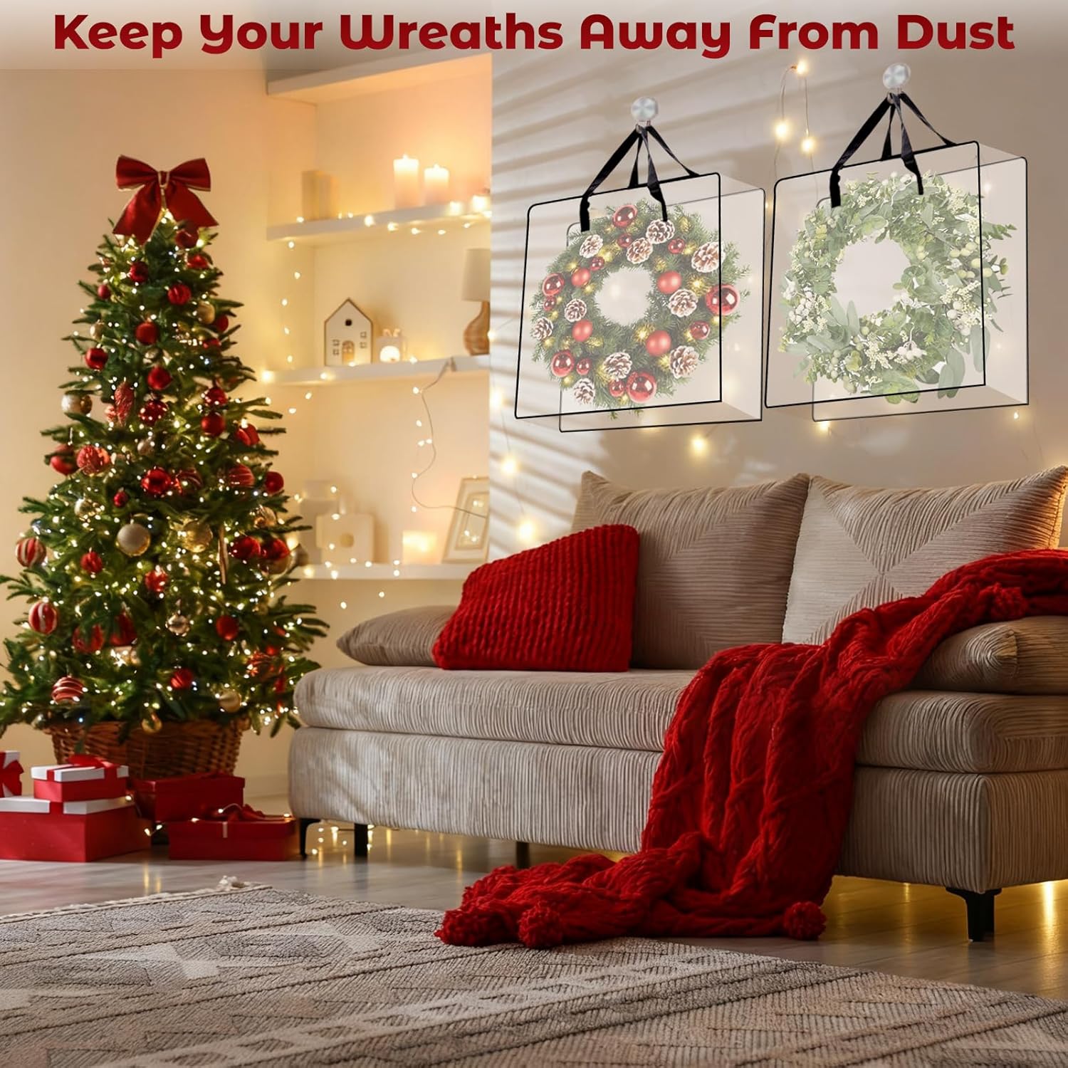 Regine Switzerland Wreath Storage Bag - 26 Inch Clear Container for Christmas Decor | 5 Pack