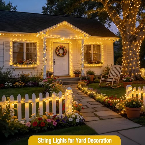 JMEXSUSS 66ft 200 LED Christmas Lights - Warm White Twinkle String Lights for Indoor/Outdoor Decor