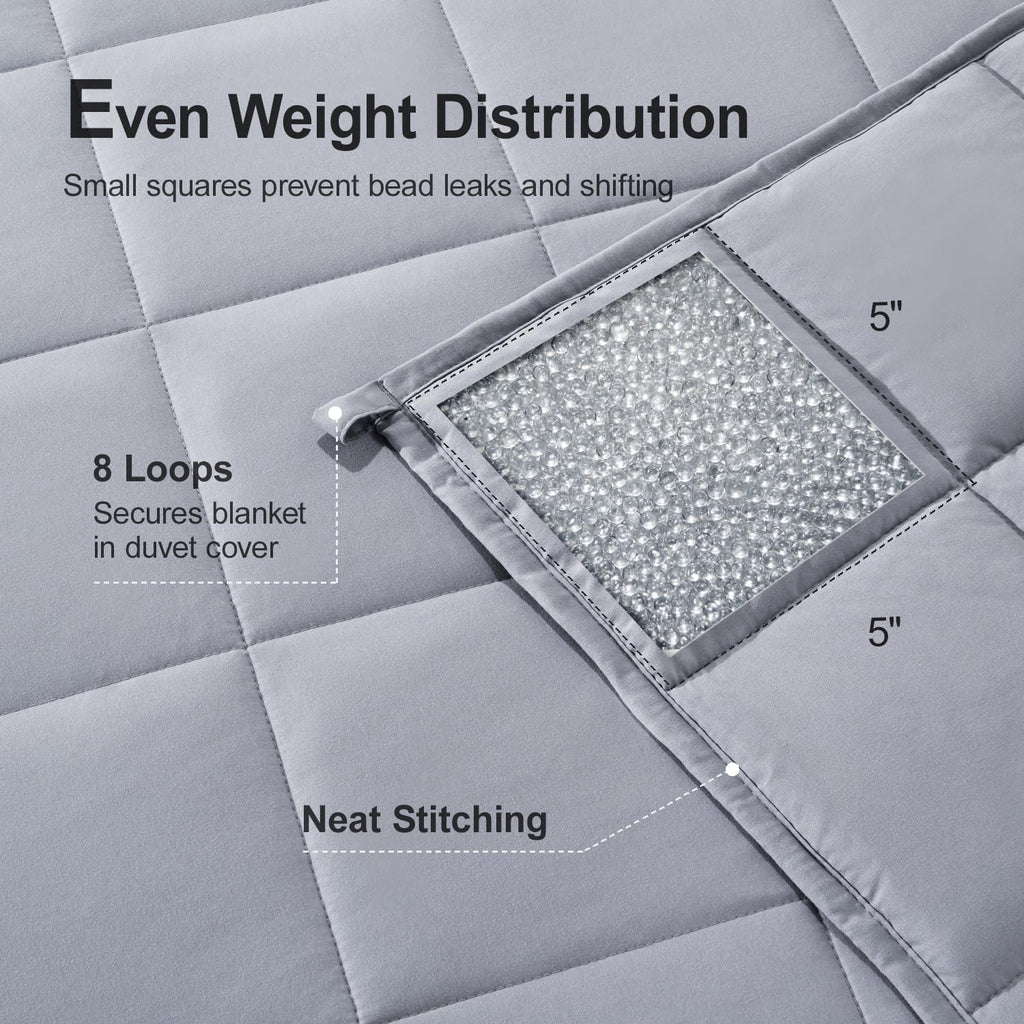 Lofus Weighted Blanket for Adults 15 lbs 48"x 72" Twin Size, Breathable All-Season Weighted Heavy Blankets, Soft Microfiber with Premium Glass Beads for Sleeping, Grey