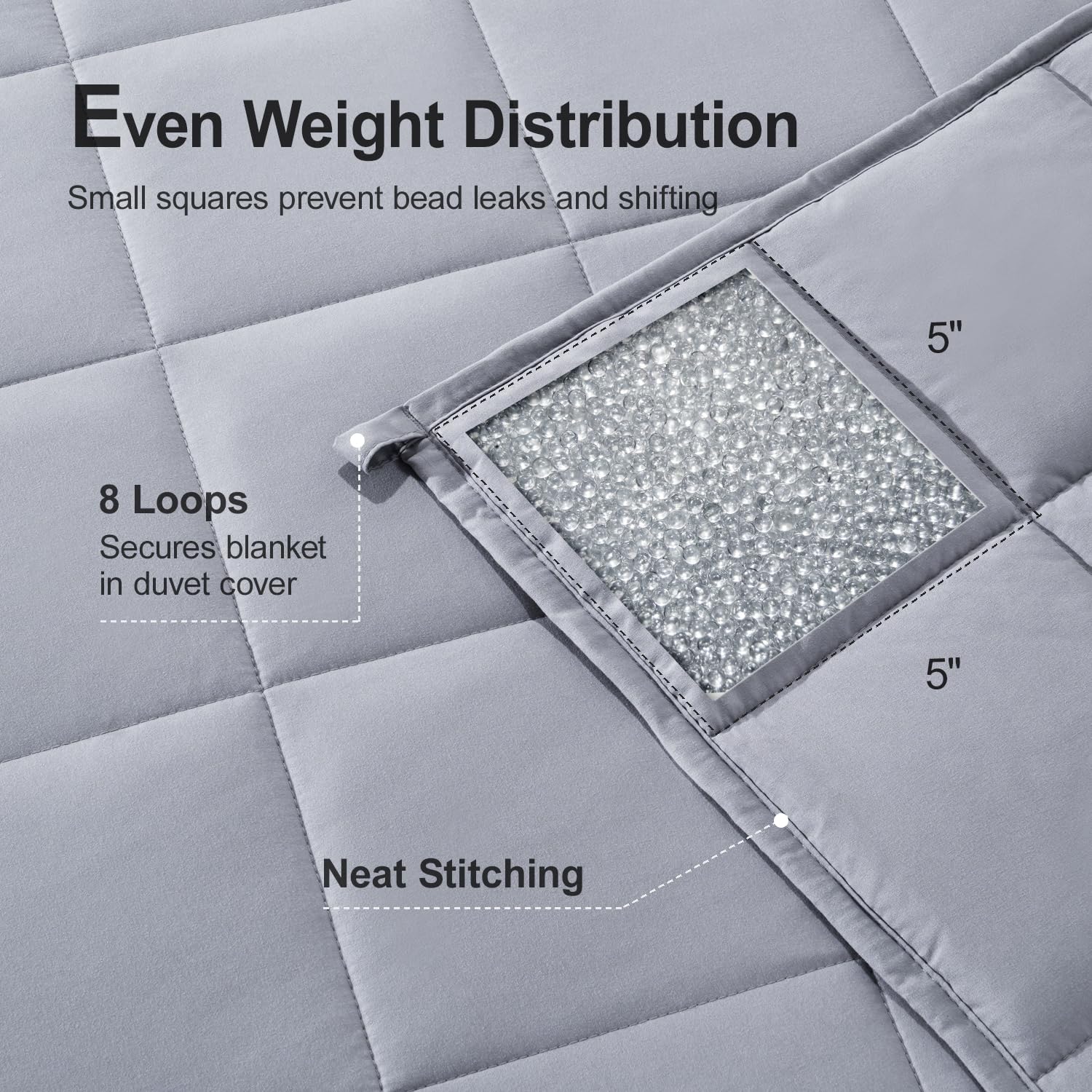 Lofus Weighted Blanket for Adults 15 lbs 48"x 72" Twin Size, Breathable All-Season Weighted Heavy Blankets, Soft Microfiber with Premium Glass Beads for Sleeping, Grey