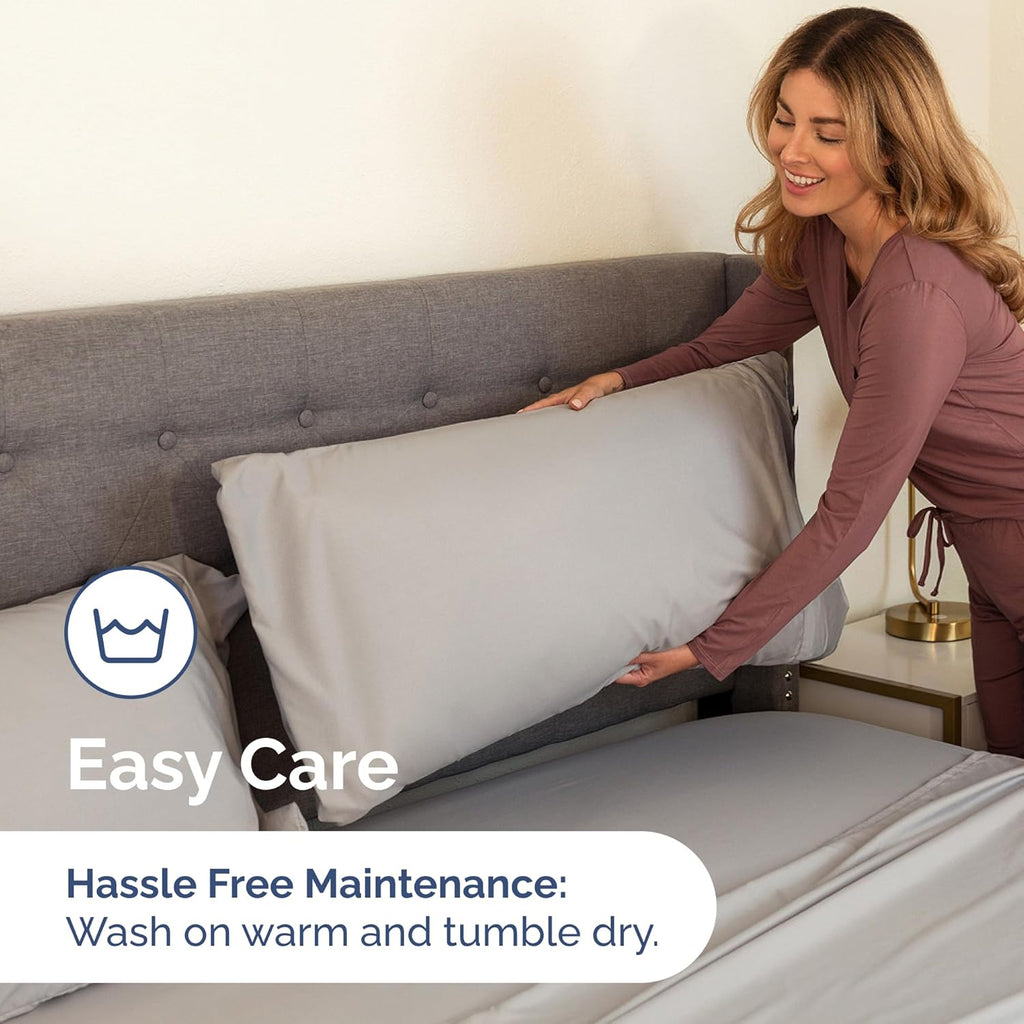 Skiennix Lightweight Queen Bed Sheet Set - Cooling & Breathable Bedding with Deep Pockets - Light Grey