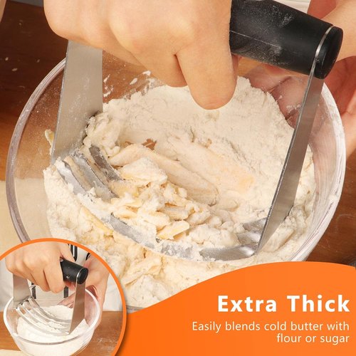 HULISEN Stainless Steel Biscuit Cutter Set - Durable Pastry Scraper & Dough Blender | Ergonomic Grip, 3 Pcs