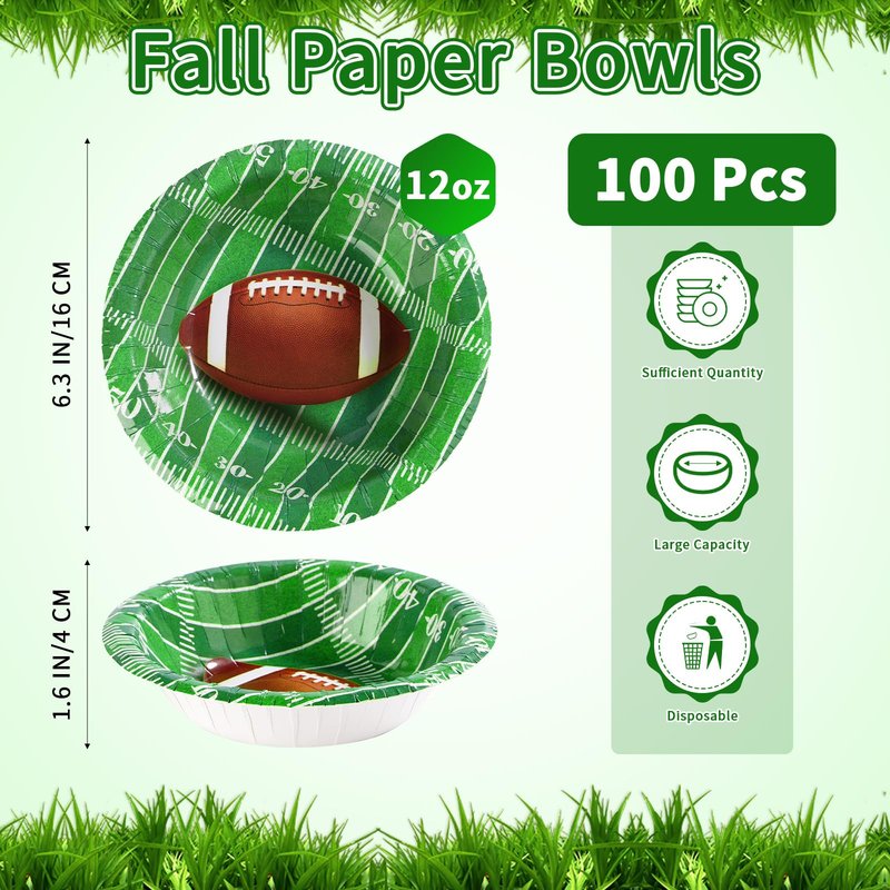 Grencian 100Pcs Fall Paper Bowls 12 Oz Disposable Orange Pumpkin Dessert Bowls Autumn Leaves Soup Bowl for Thanksgiving Harvest Autumn Home Dinner Kitchen Party Supplies