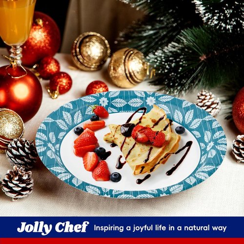 JOLLY CHEF 10-Inch Heavy Duty Disposable Paper Plates - 140 Pack, Soak Proof & Cut Proof for Everyday Use