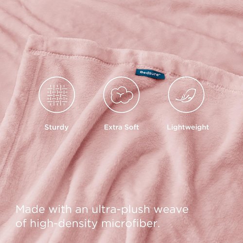 Bedsure GentleSoft Fleece Blanket - Cozy Pink Twin Size 300GSM Plush Blanket for Bed, Sofa, Travel | 60x80 Inches
