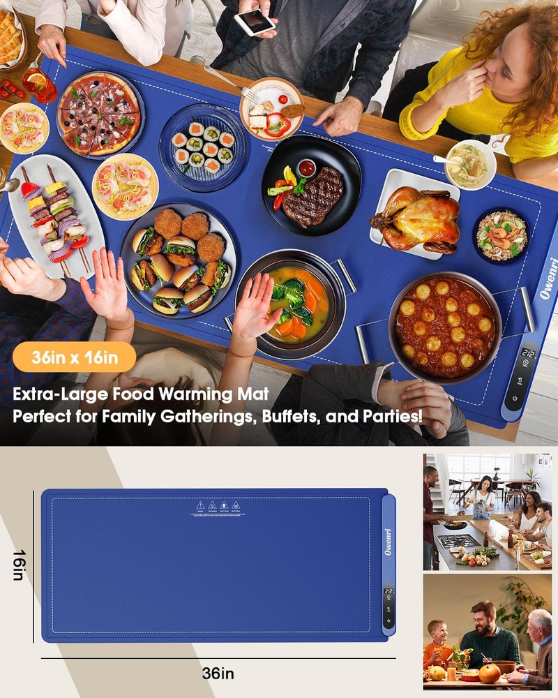 Warming Mat for Food Extra Large - Roll Up Food Warming Mat with 6 Level Adjustable Temperature, Fast Full Surface Heating Silicone Electric Warming Tray for Parties, Buffets, Home Use, Travel