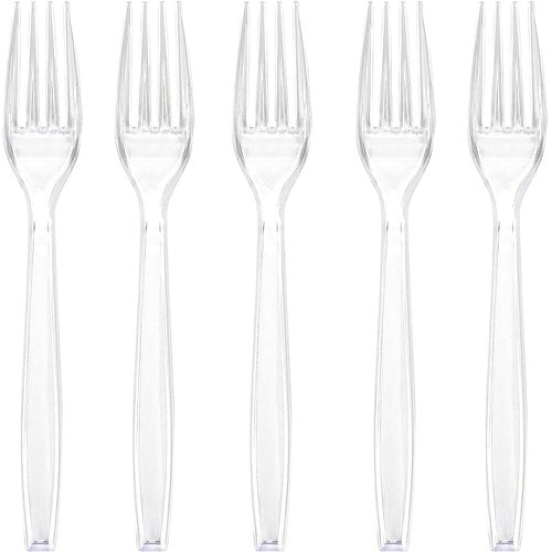 Blue Sky Clear Disposable Plastic Forks - 100 Count King Box | Sturdy, Crystal Clear & Reusable for Events