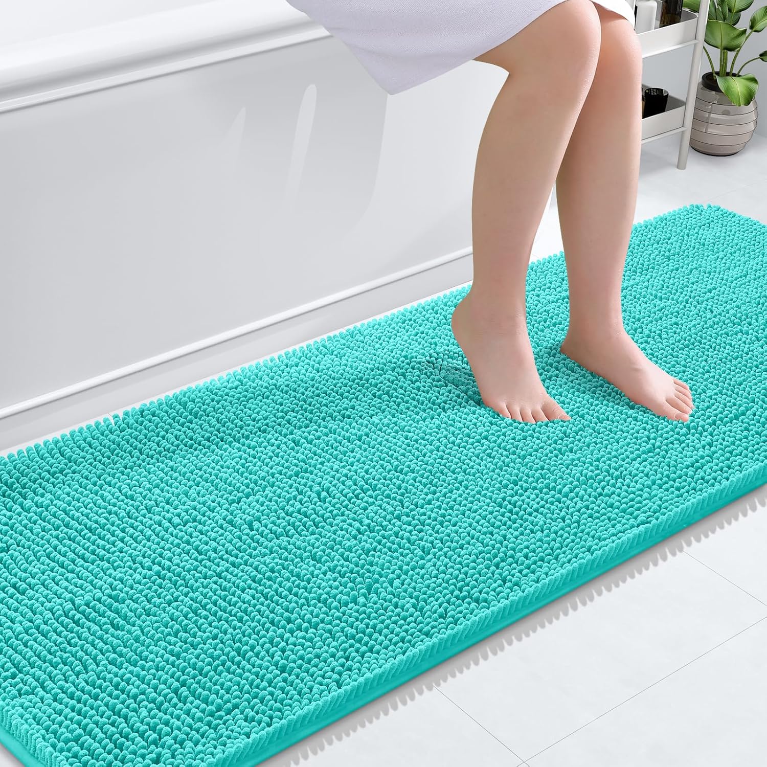 OLANLY Bathroom Runner Rug - Extra Soft Absorbent Chenille | Quick Dry, Machine Washable, 70x24, Teal