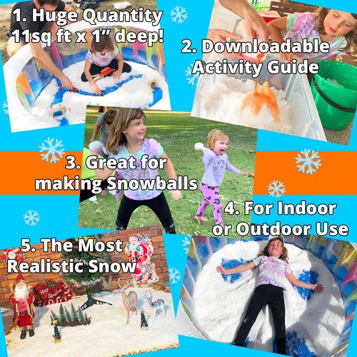 **PARTY GOAT Instant Snow Powder - Create 7 Gallons of Fake Snow | 18oz for Indoor & Outdoor Fun**