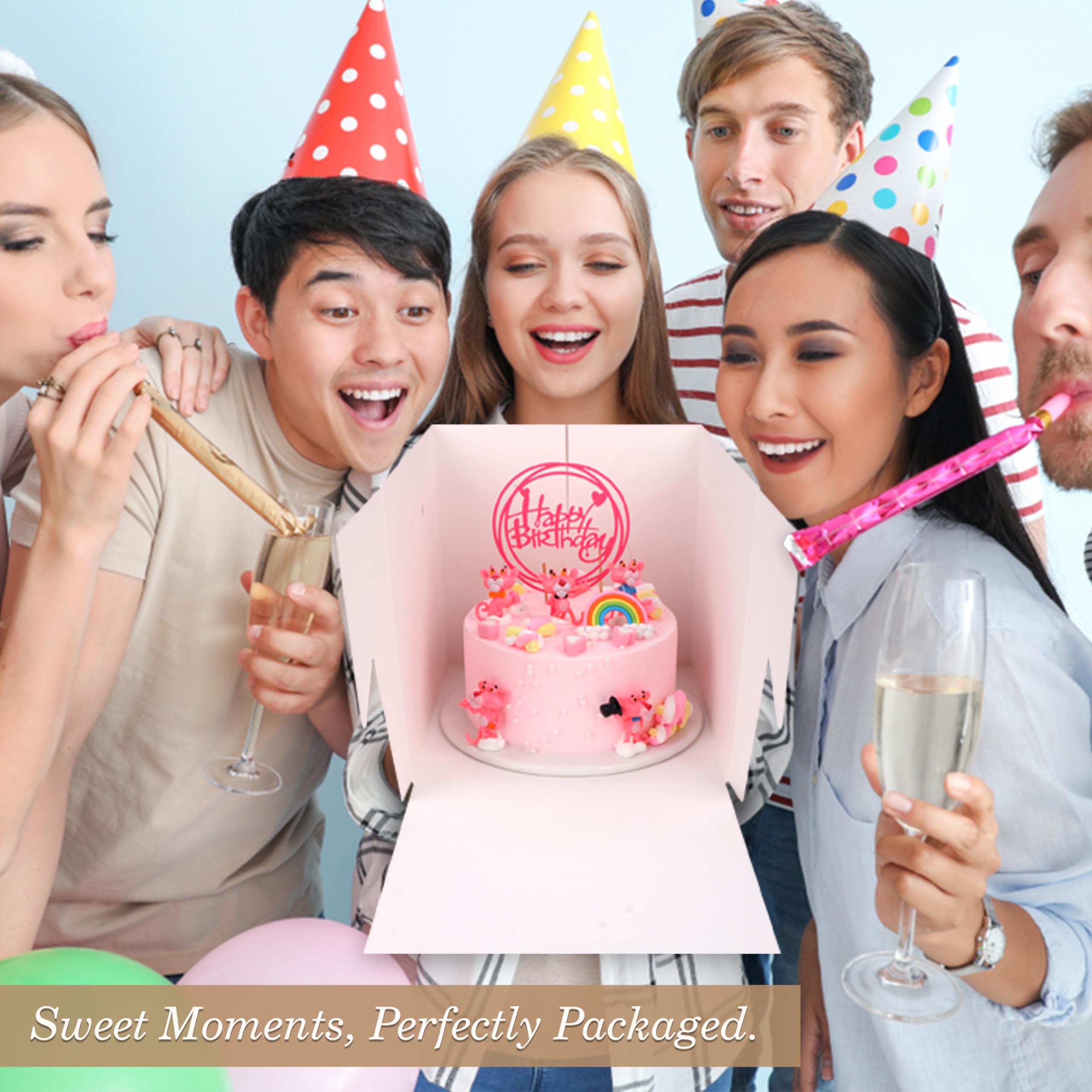 Cakebon Cake Boxes with Boards - 8 Inch Round Cake Drum White (3-pack) - Box With Window for Birthdays, Weddings and Parties