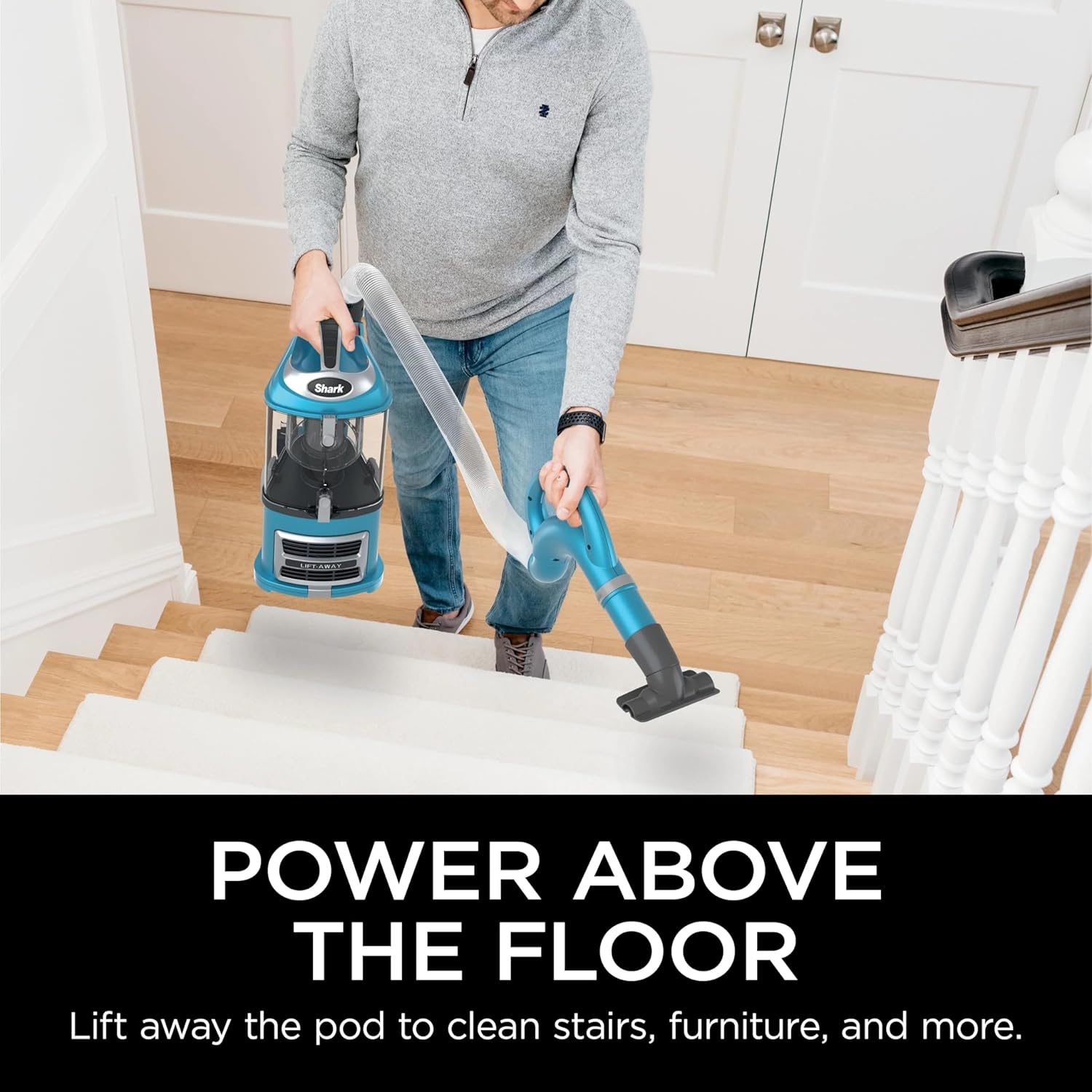 Shark NV380 Navigator Lift-Away Deluxe Vacuum - Large Dust Cup, Swivel Steering, Upholstery Tool | Blue (Renewed)