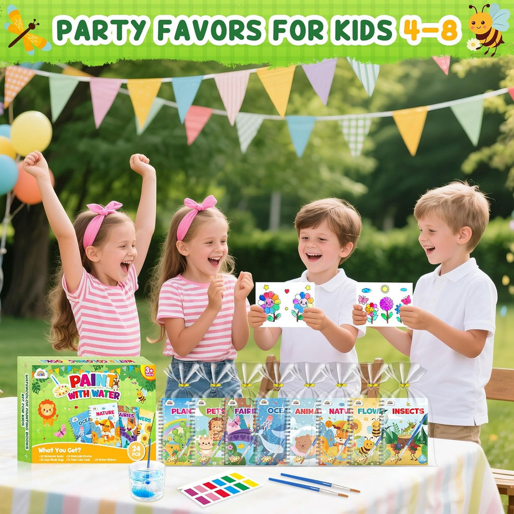 ZMLM 24 Mini Water Coloring Books for Kids - Fun Party Favors & Classroom Prizes (Nature)