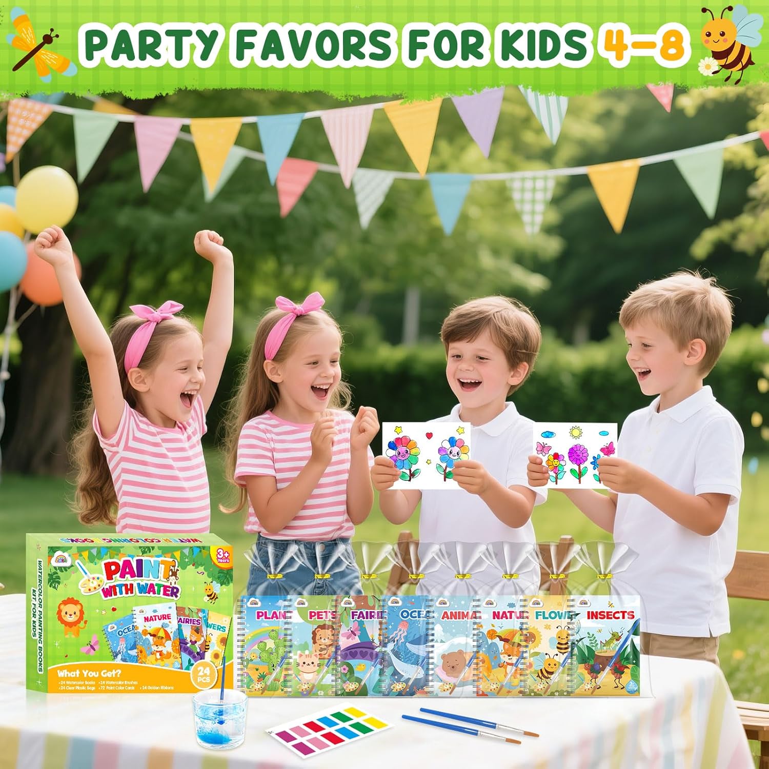 ZMLM 24 Mini Water Coloring Books for Kids - Fun Party Favors & Classroom Prizes (Nature)