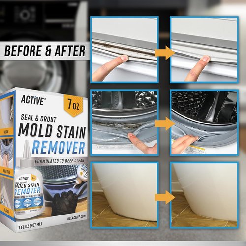 ACTIVE Mold Stain Remover Gel - Heavy-Duty Cleaner for Washing Machine Seals & Grout - 7 Fl Oz