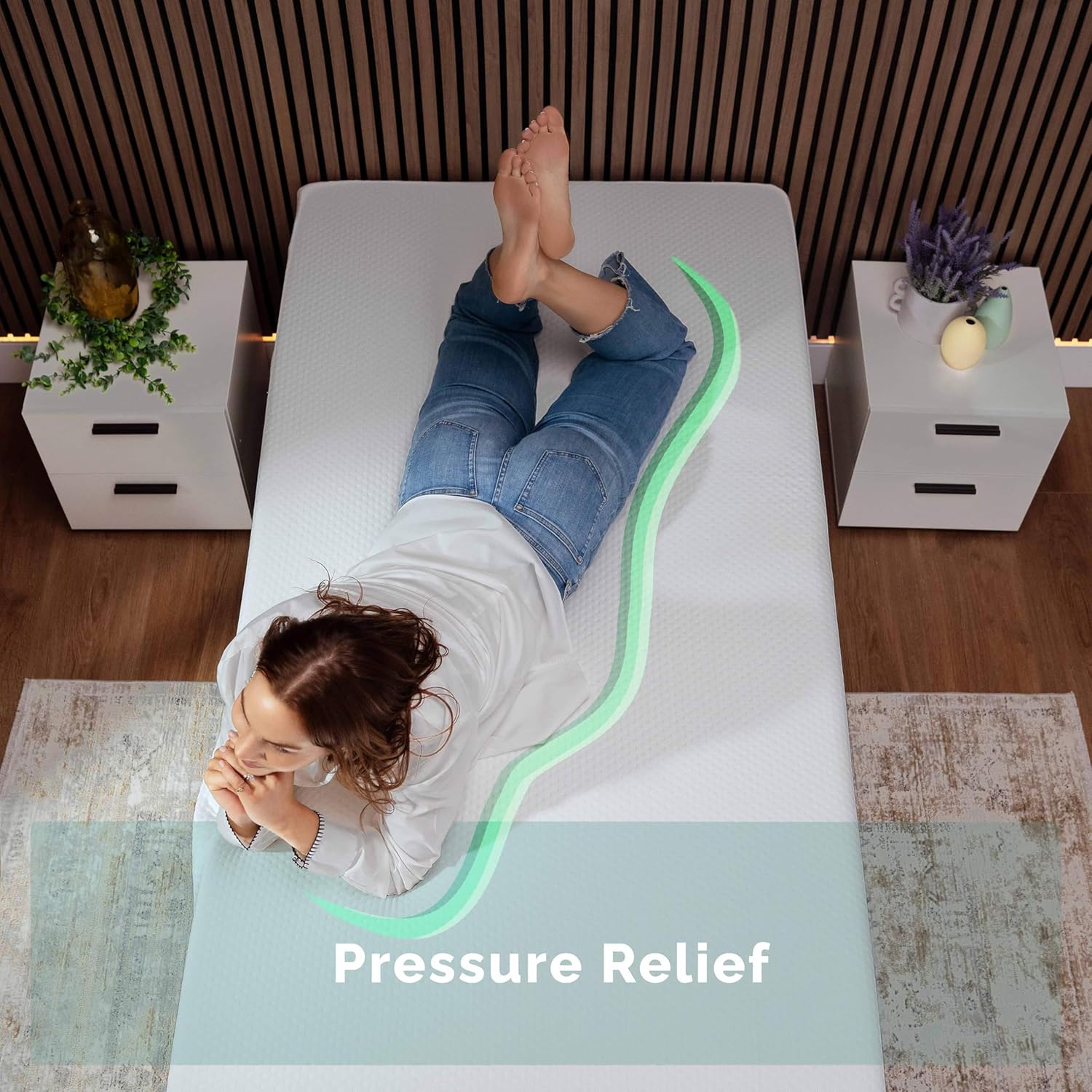Nestl Green Tea Twin Mattress - 8 Inch Cooling Graphite Memory Foam | Fiberglass-Free, Pressure Relief Support