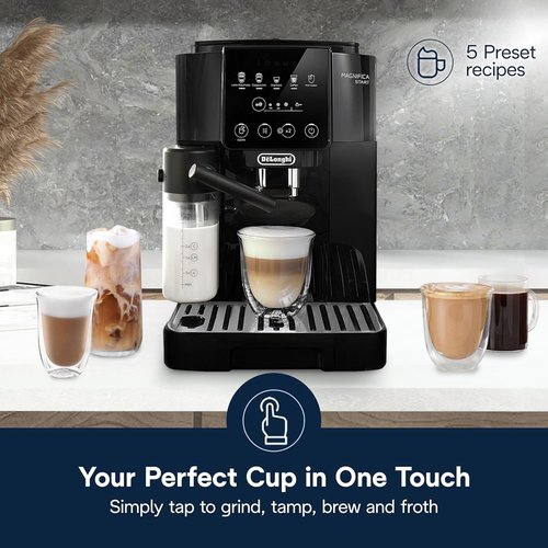 De'Longhi Magnifica Start Automatic Espresso Machine - Auto Milk Frother, Built-In Grinder, 5 One-Touch Recipes
