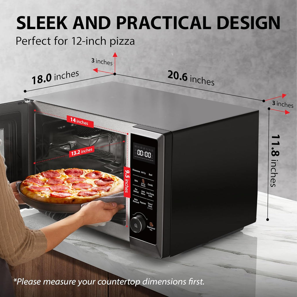 TOSHIBA Air Fryer Combo Microwave Oven - 8-in-1 Convection & Broil | 1.0 Cu.ft, Black Stainless Steel